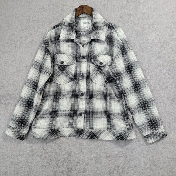 NWOT Boston Traders Trucker Women's L Plaid Flannel Shirt Jacket - Picture 1 of 6